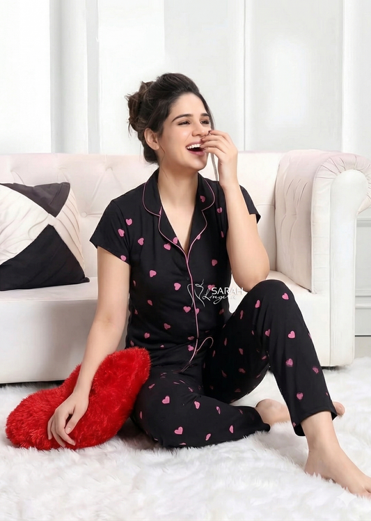 بيجامه قطن عالي الجودة نقسة قلوب