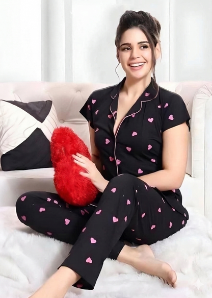 بيجامه قطن عالي الجودة نقسة قلوب