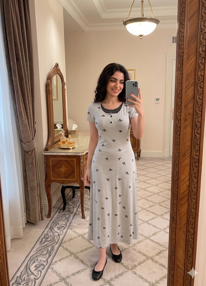 DAZY Polka Dot Bow Tie 2 In 1 Cinched Waist Women Nightgown