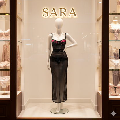 Erotic Embroidery Mesh See Through Women Sexy Lace Wrapped Hip Suspender Skirt Set