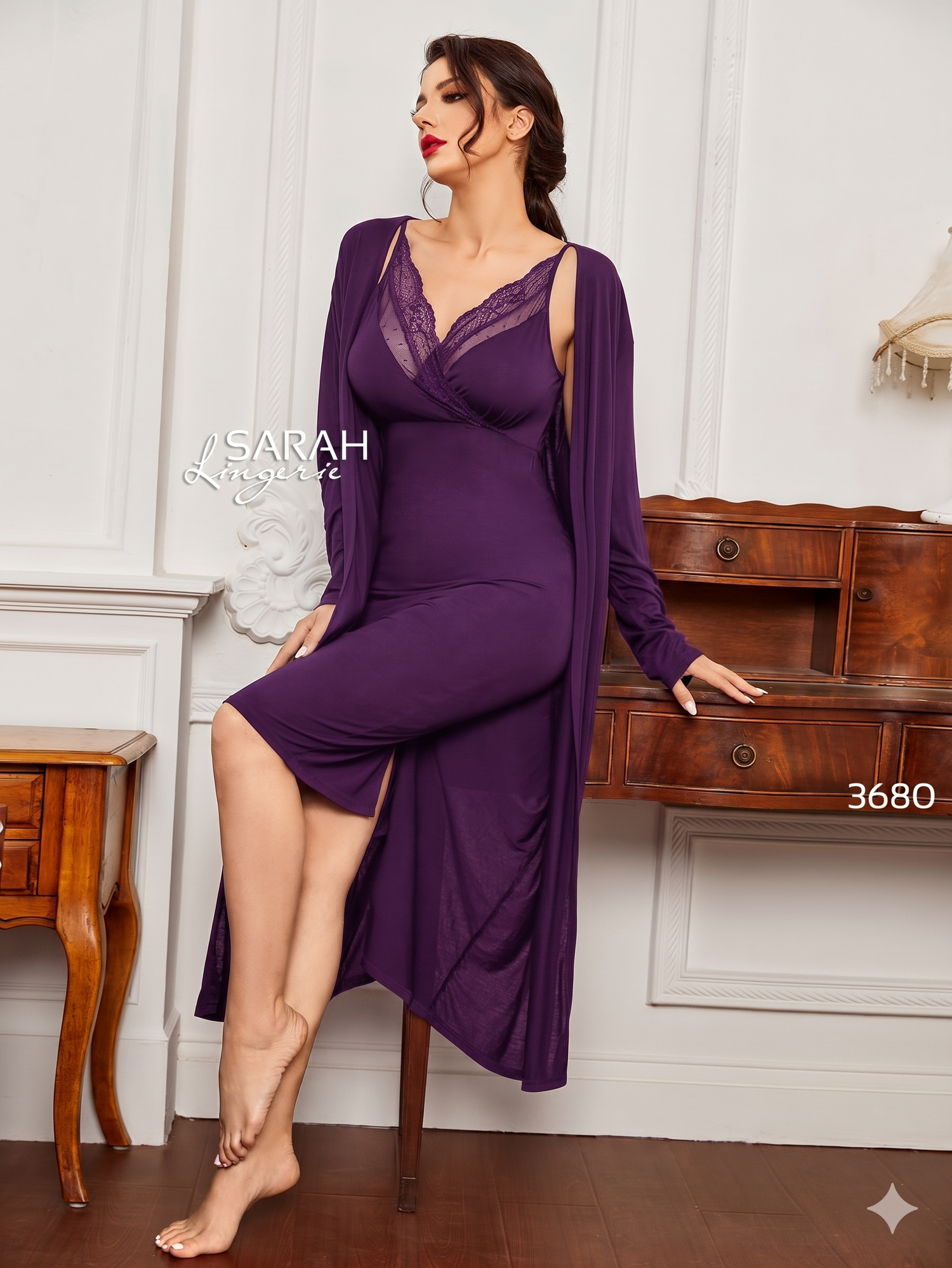 Soft Lace Robe 2-Piece Set