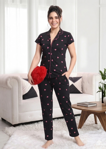 بيجامه قطن عالي الجودة نقسة قلوب