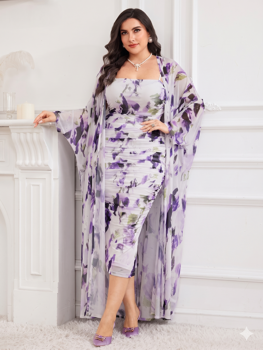 Modelyn Tie-Dye Dress & Shawl Set