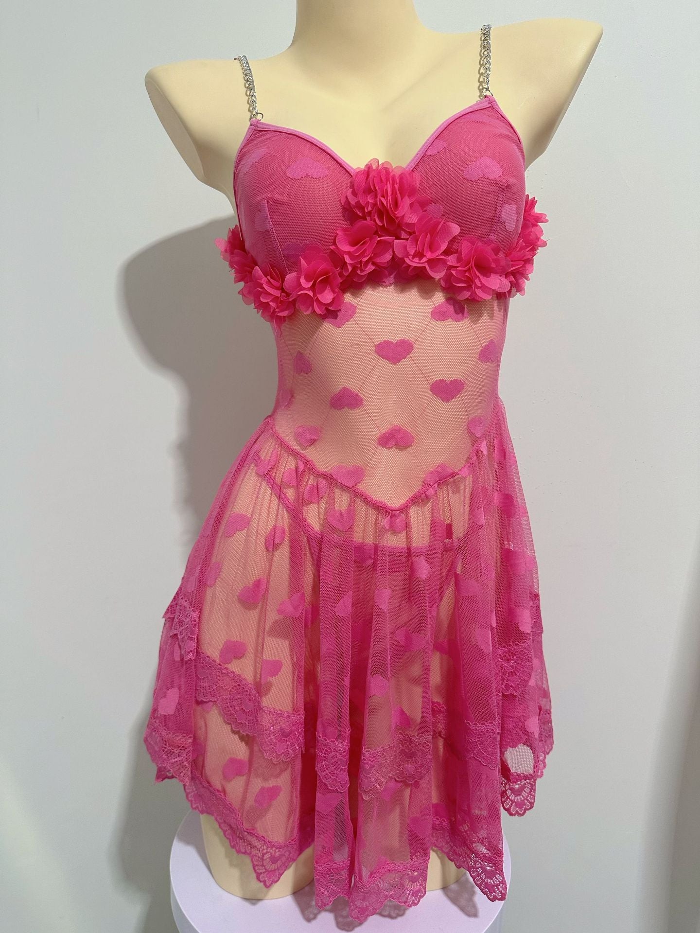 Heart Jacquard Halter Dress