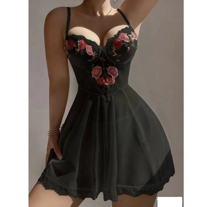 Embroidery Bridal Nighties Elegant Girl Dress Lace Floral Decoration Lingerie