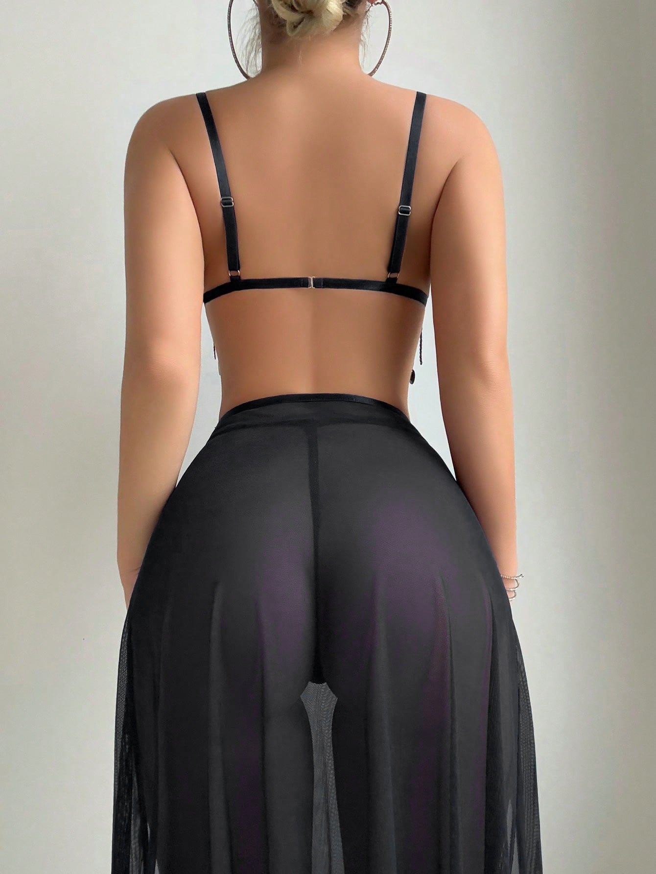 High Waist Slit Long Skirt Lingerie Set Exotic Perspective Mesh Set Sexy Lingerie