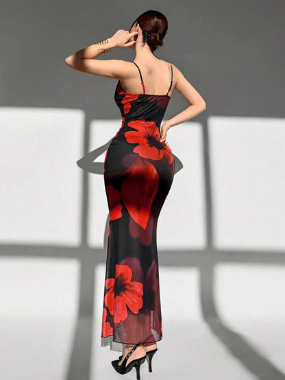 Elegant Floral Mesh Dress