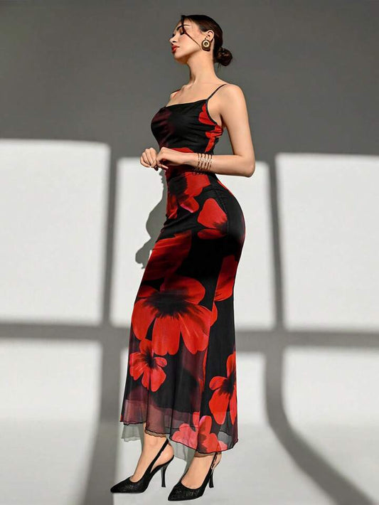 Elegant Floral Mesh Dress