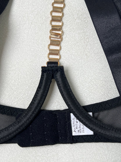 Ellolace Erotic Lingerie Sexy Women Seductive Bandage Halter Hollow Bra Thong 2PC Set Sissy Chain Decor Women's Clubwear