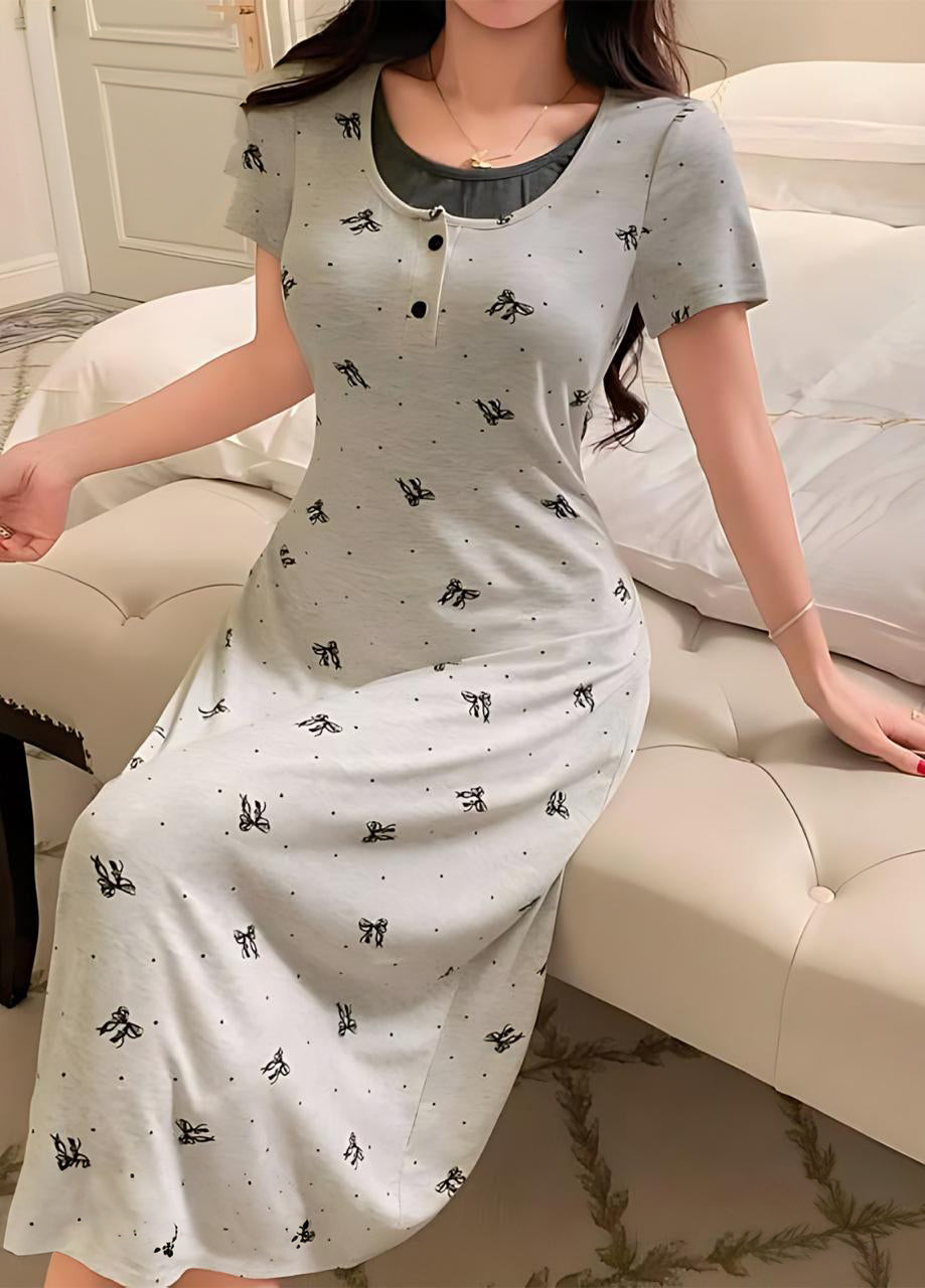 DAZY Polka Dot Bow Tie 2 In 1 Cinched Waist Women Nightgown