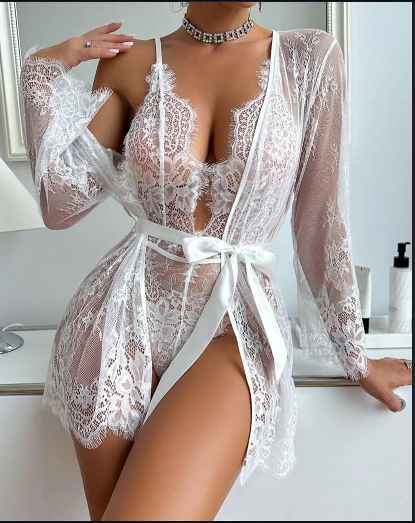 Chiffon Lace Robe 2-Piece Set