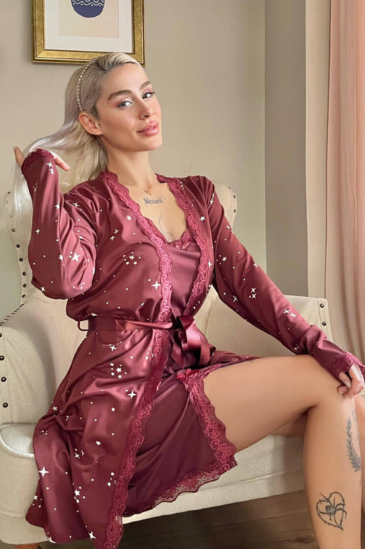 بيجامه قطعتين روب مع قميص خامة عالية الجودة