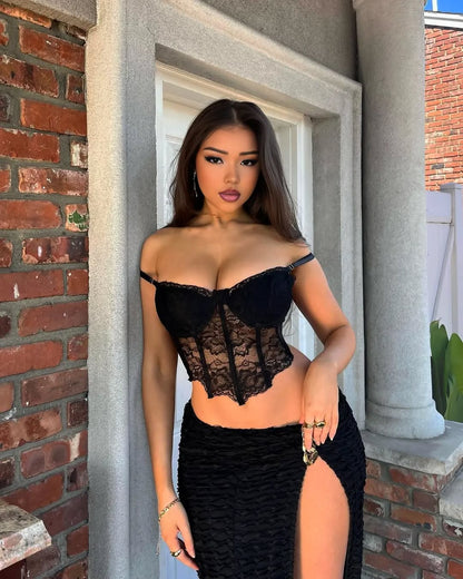 Sexy And Elegant Lace P Floral Decor Fitted Mini Lace Dress