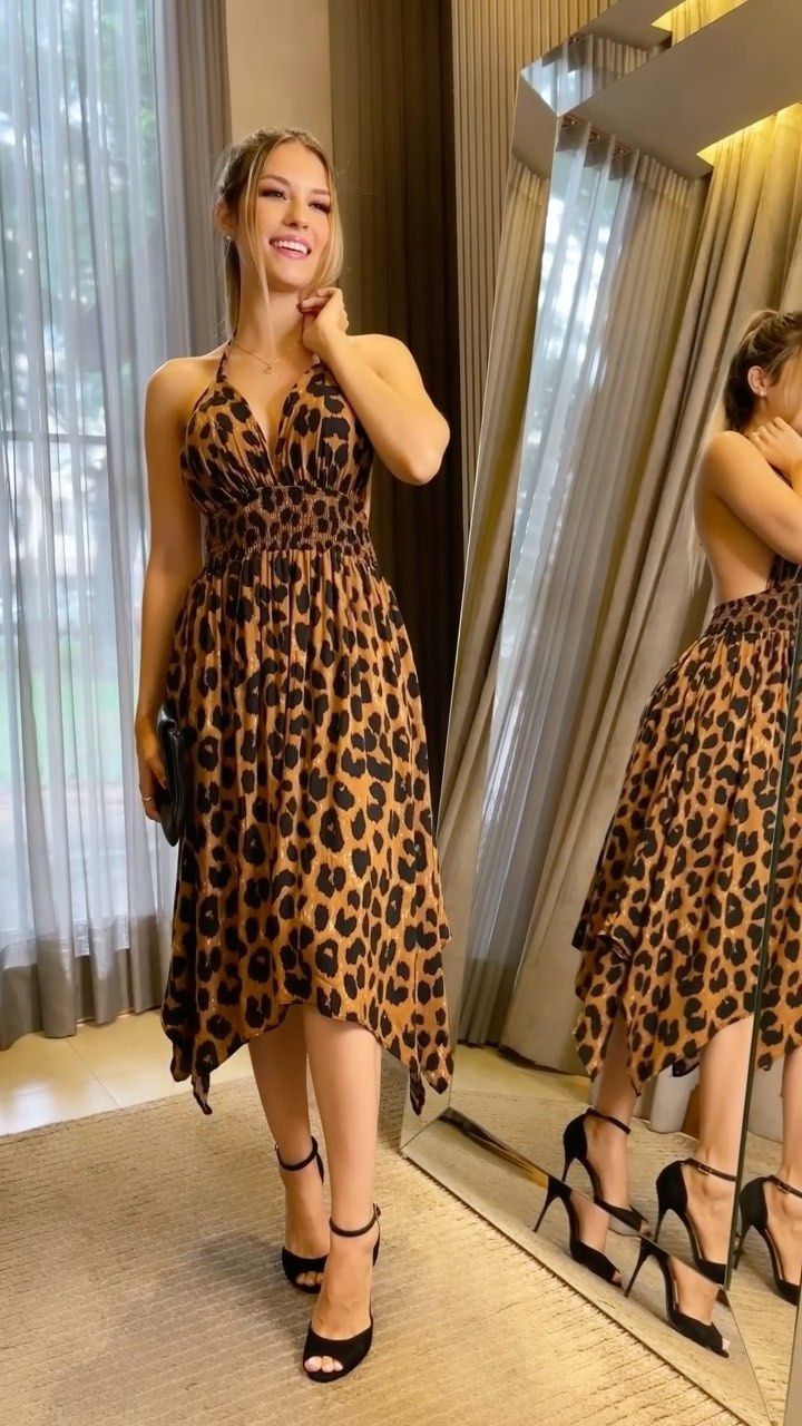 Brillora Crisscross Back Allover Print Cami Dress