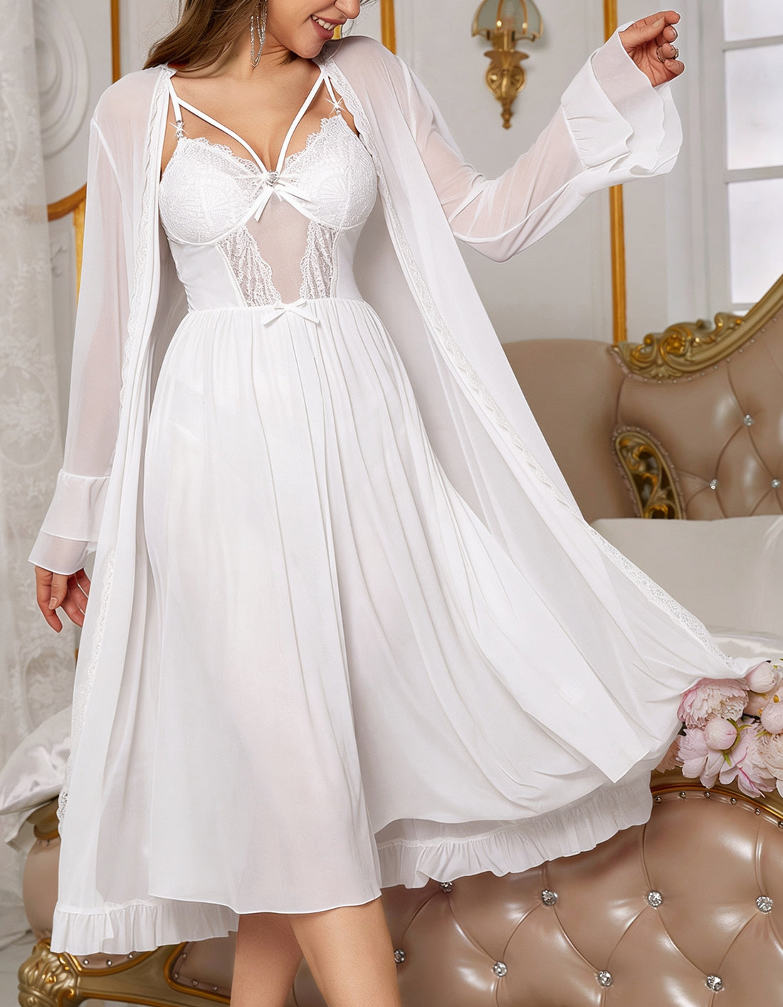 Sarah Tulle Nightdress & Robe Set