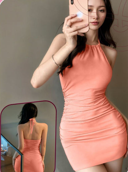 Solid Halter Bodycon Dress