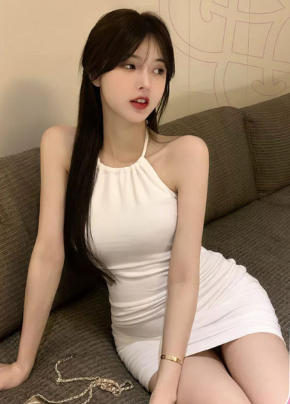 Solid Halter Bodycon Dress