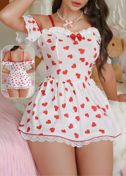 PetitDoll 2pcs/Set Women's Sweet & Sexy Lace Patchwork Sleepwear