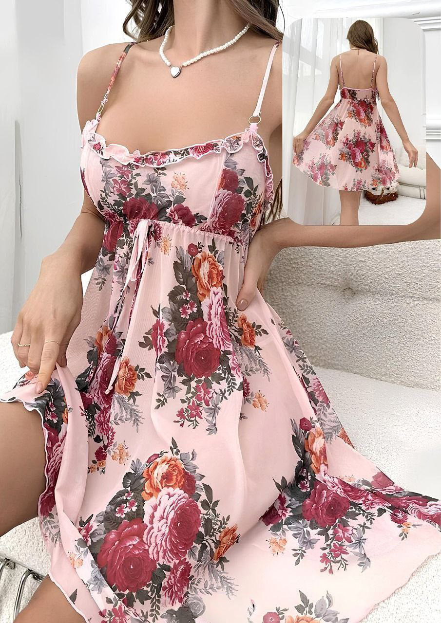 Floral Print Knot Front Cami Nightdress