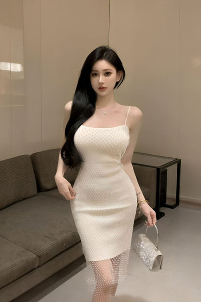 Women's Rhinestone Mesh Bodycon Mini Dress