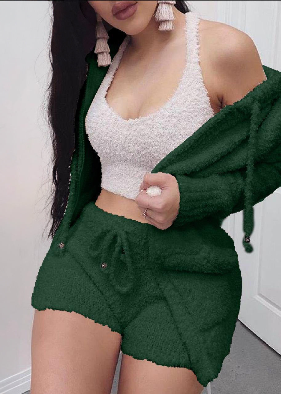 بيجامه 3 قطع فرو ناعم مبطن