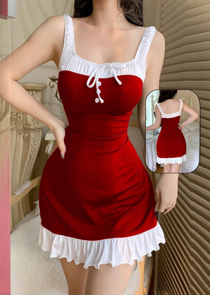 SweetSlumber Elegant Contrast Color Knit Casual Dress Loungewear For Women