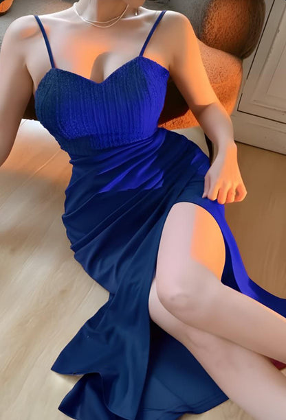 Contrast Color Patchwork Slip Dress, Solid Color Minimalist Fashion, Suitable For Summer Prom Dress Elegant Sundress