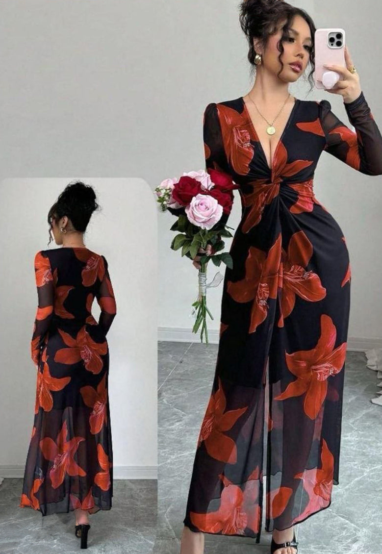Rafferiza Floral Mesh Dress