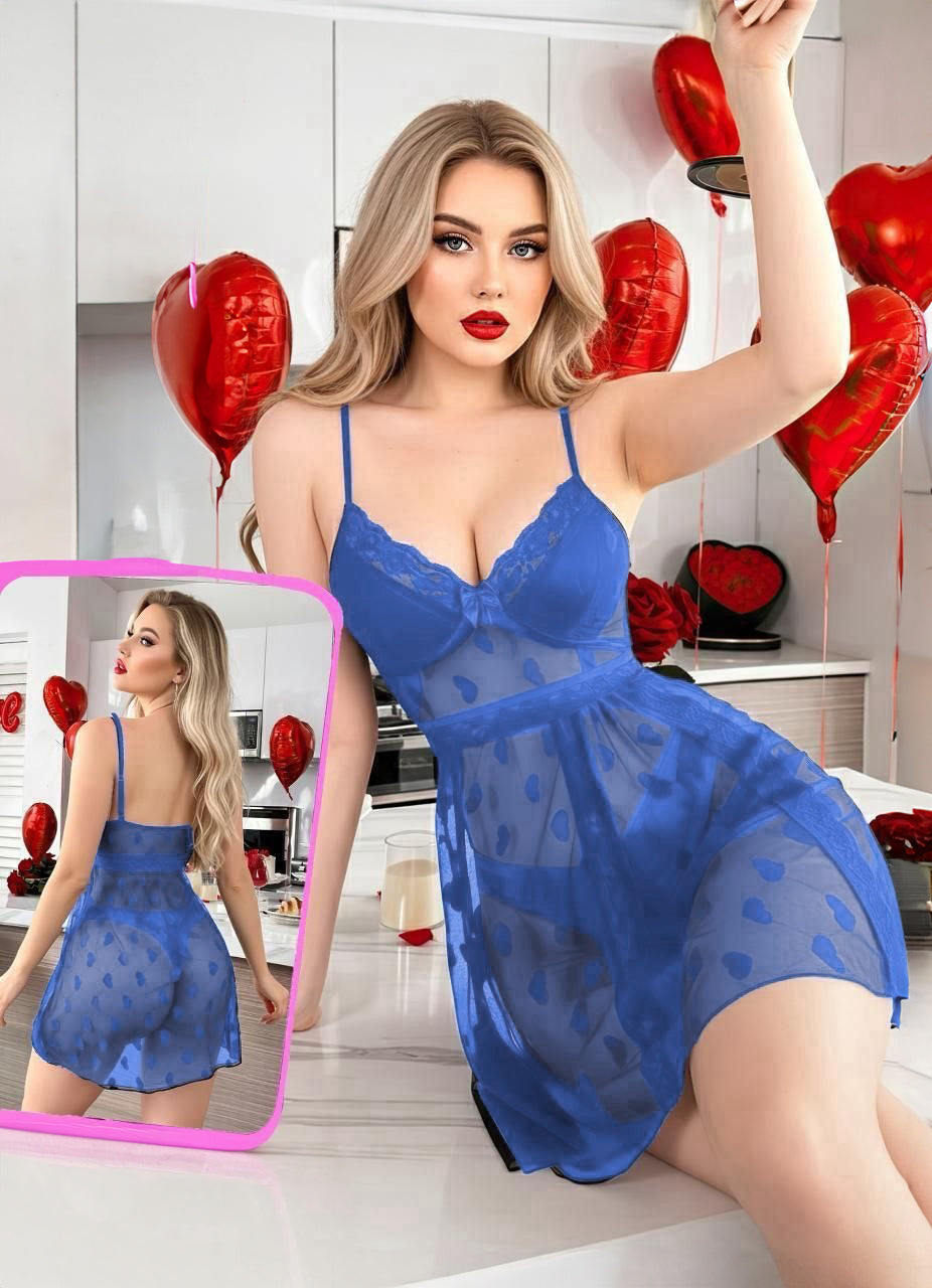 Sheer Mesh Mini Slip Dress With Spaghetti Straps For A Look نول نقشة قلوب
