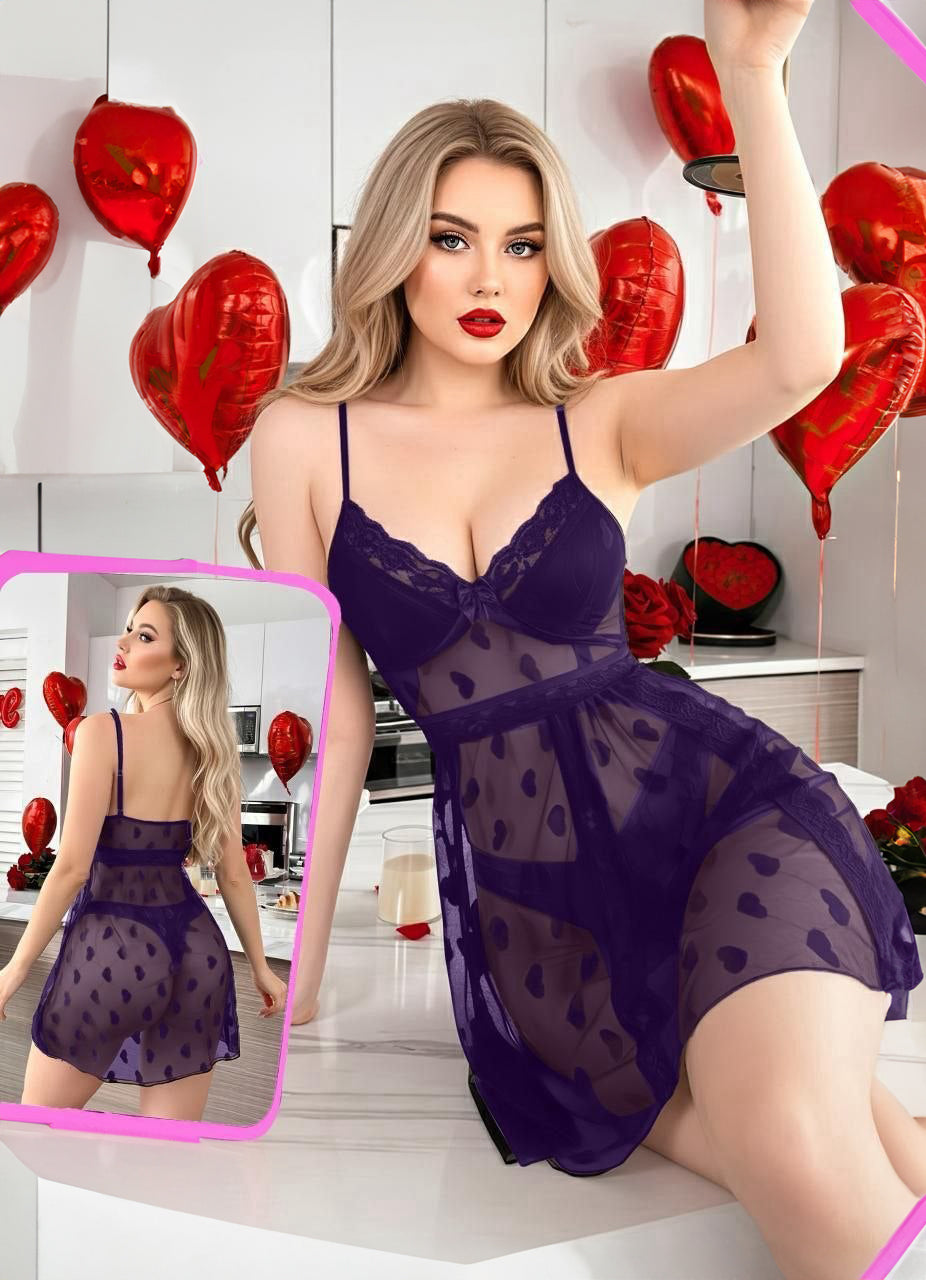 Sheer Mesh Mini Slip Dress With Spaghetti Straps For A Look نول نقشة قلوب