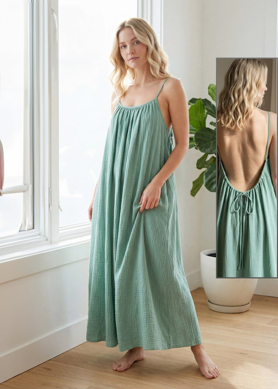 Tie-Back Maxi Lounge Dress