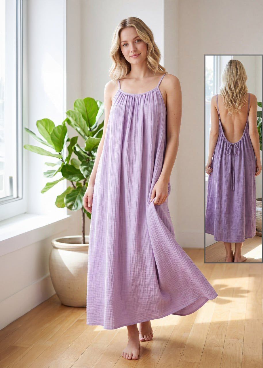 Tie-Back Maxi Lounge Dress