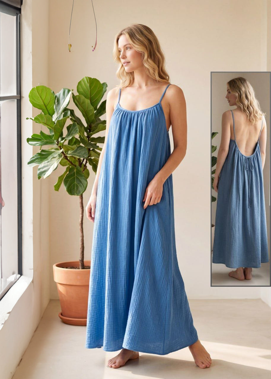 Tie-Back Maxi Lounge Dress