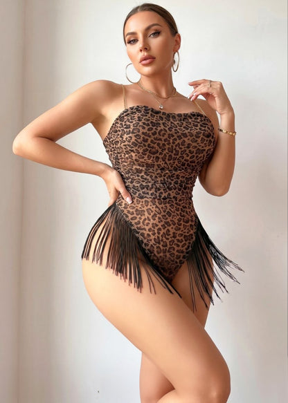Style Party Leopard Print Sexy High Cut Adjustable Drawstring