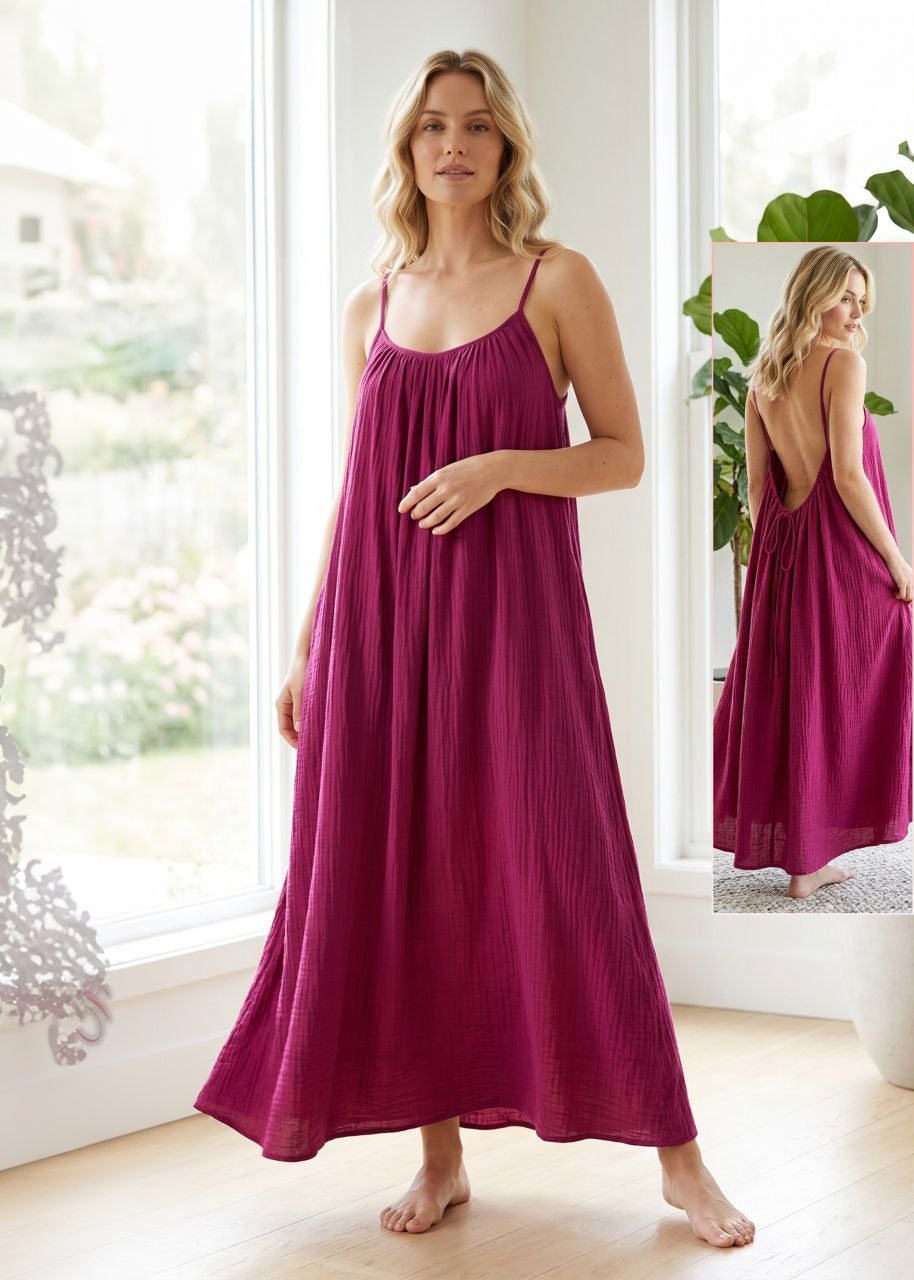 Open Back with Tie Long Maxi Dress