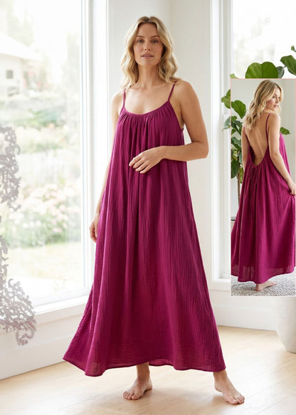 Open Back with Tie Long Maxi Dress