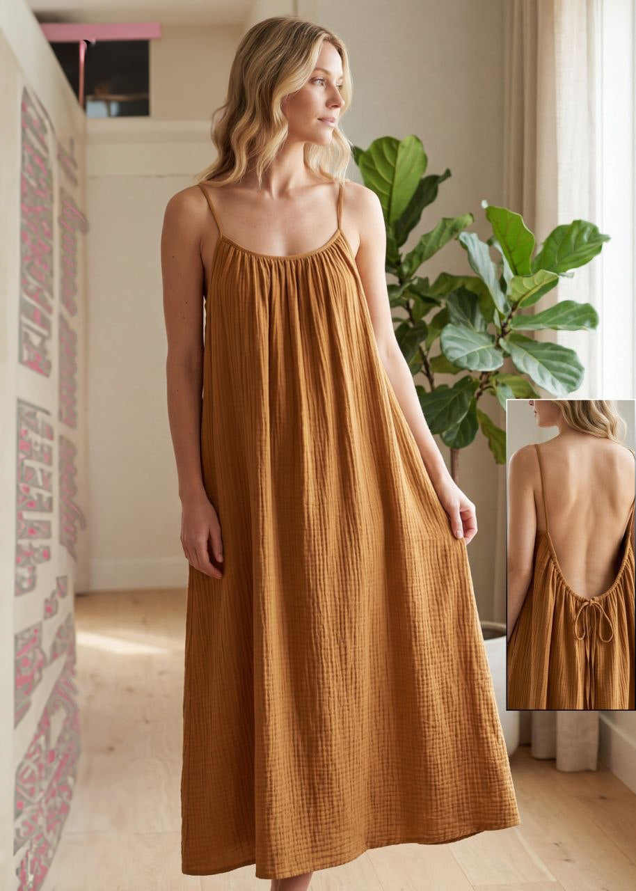 Open Back with Tie Long Maxi Dress