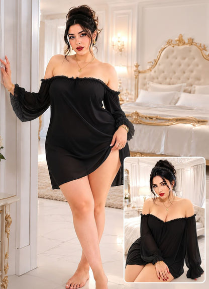 Off Shoulder Frill Trim Cover Up Dress