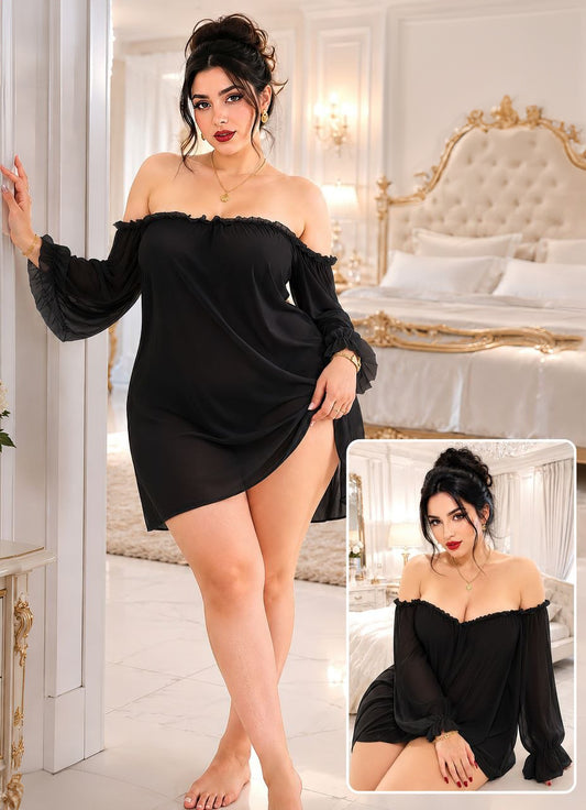 Off Shoulder Frill Trim Cover Up Dress