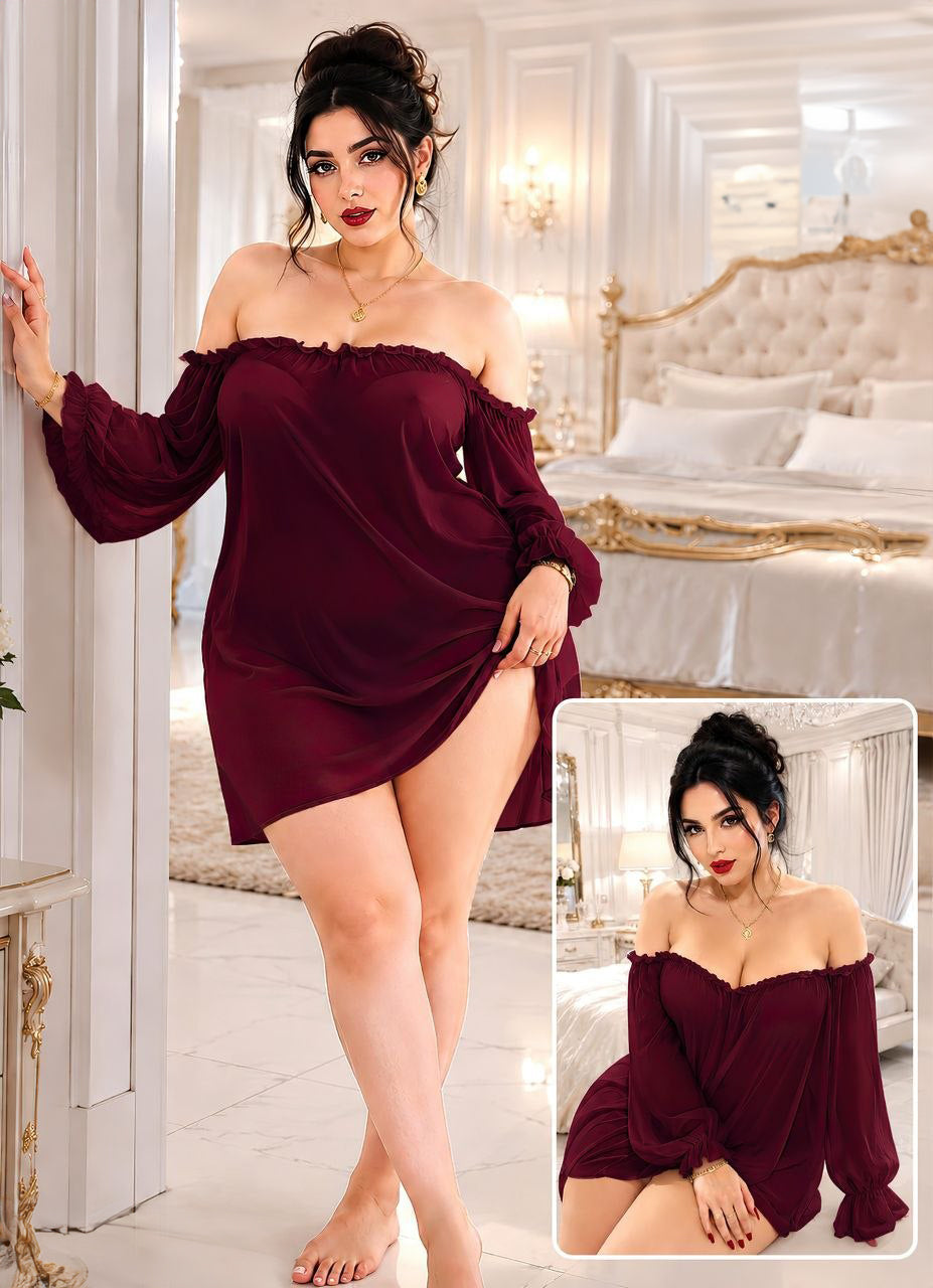 Off Shoulder Frill Trim Cover Up Dress