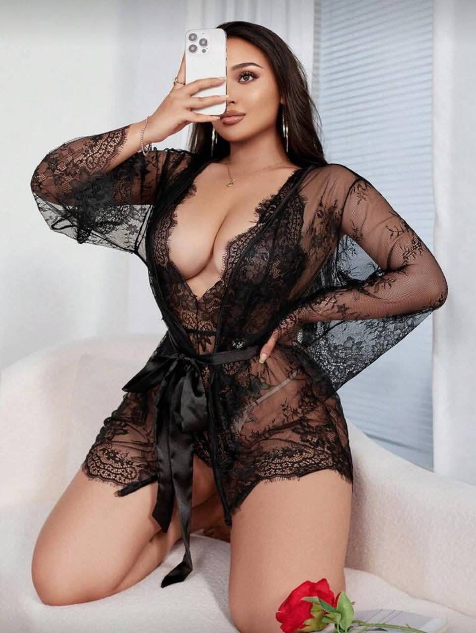 Chiffon Lace Robe 2-Piece Set